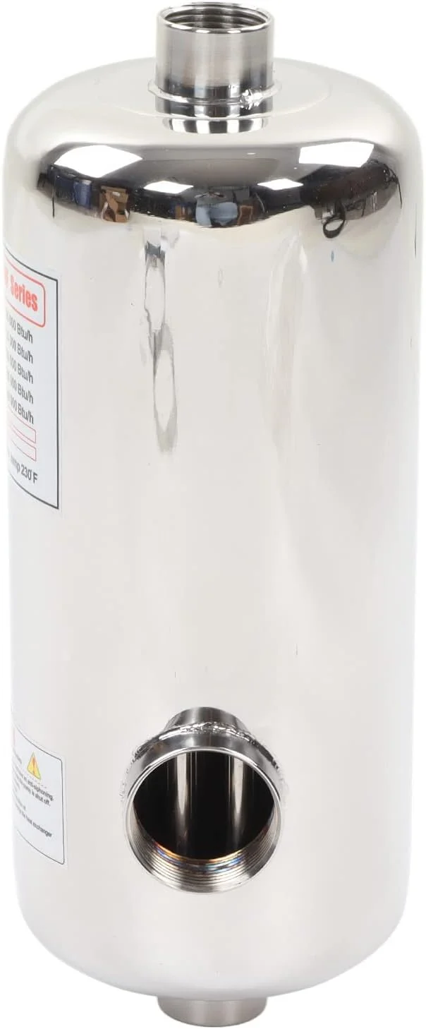 مبدل حرارتی استخر Jiawu، 40 کیلووات با پوشش و لوله استیل ضد زنگ، بخاری بازیابی استخر شنا، مناسب برای اسپا، وان آب گرم، ذوب برف، گرمایش هیدرونیک