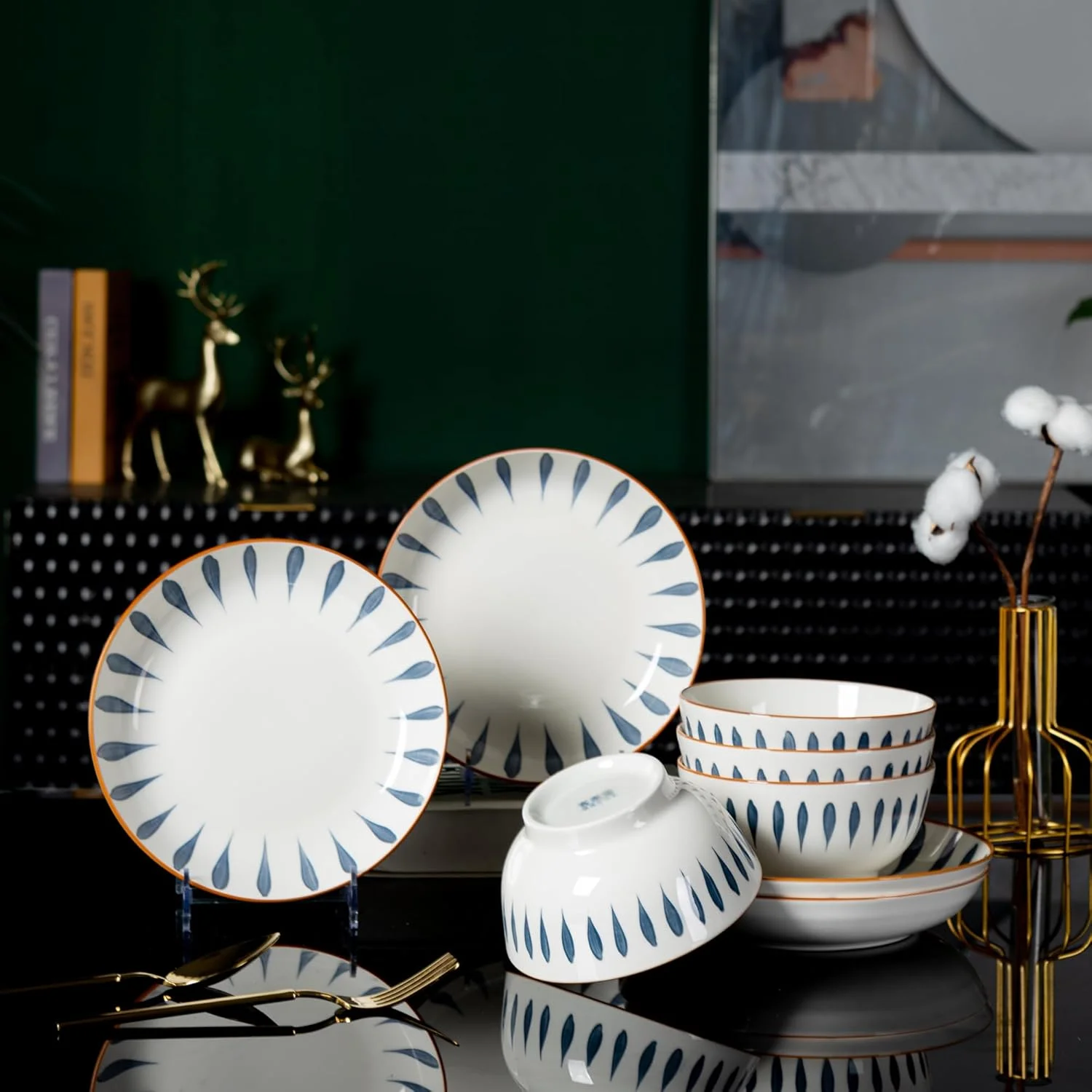 سرویس غذاخوری سرامیکی ۸ پارچه آبی و سفید TechPlus - شامل ۴ عدد بشقاب ۸.۱ اینچی، ۴ عدد کاسه ۵.۷ اینچی | قابل استفاده در مایکروویو و ماشین ظرفشویی | ظروف مدرن برای غذاخوری شیک سرویس غذاخوری سرامیکی ۸ پارچه آبی و سفید TechPlus - شامل ۴ عدد بشقاب ۸.۱ اینچی، ۴ عدد کاسه ۵.۷ اینچی | قابل استفاده در مایکروویو و ماشین ظرفشویی | ظروف مدرن برای غذاخوری شیک