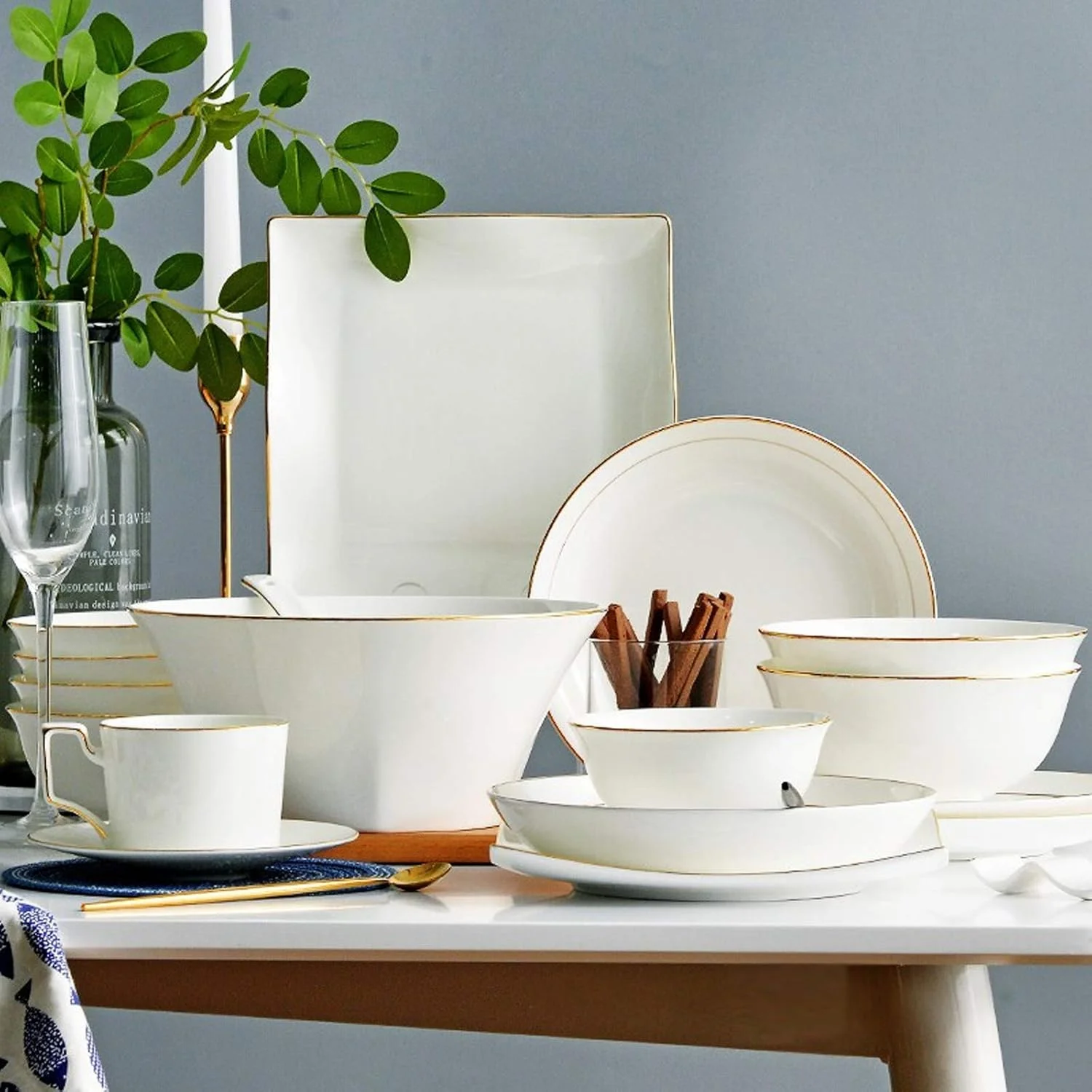 ست ظروف غذاخوری شیک، ست ظروف سرامیکی، ست ترکیبی 32 تکه چینی استخوانی، کاسه/بشقاب غلات چینی سفید خالص، بشقاب استیک برای هدایای عروسی ست ظروف غذاخوری شیک، ست ظروف سرامیکی، ست ترکیبی 32 تکه چینی استخوانی، کاسه/بشقاب غلات چینی سفید خالص، بشقاب استیک برای هدایای عروسی