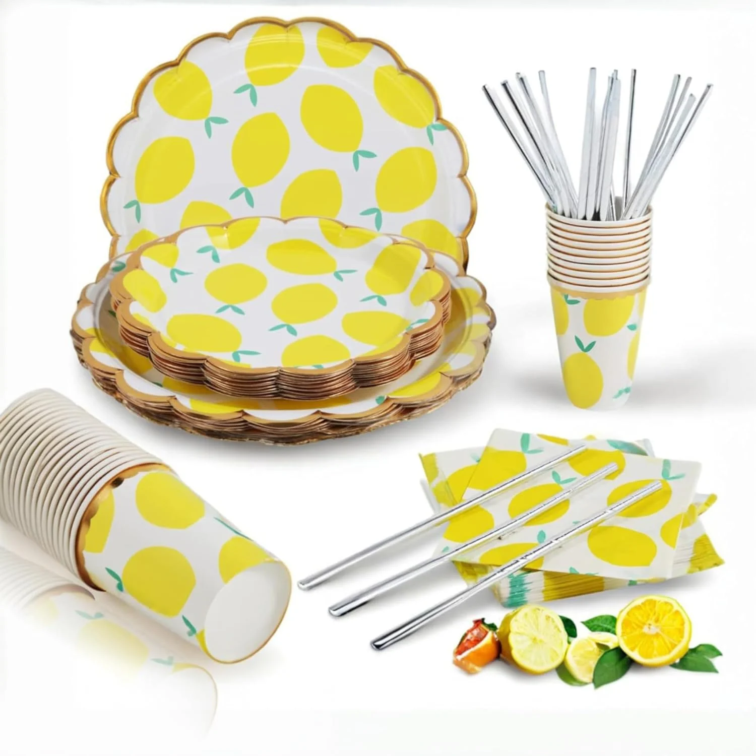 ست ظروف پذیرایی با طرح لیمو Sweet seven - لوازم کامل مهمانی برای 20 مهمان، ایده آل برای مهمانی ها، تولدها و جشن های نوزاد