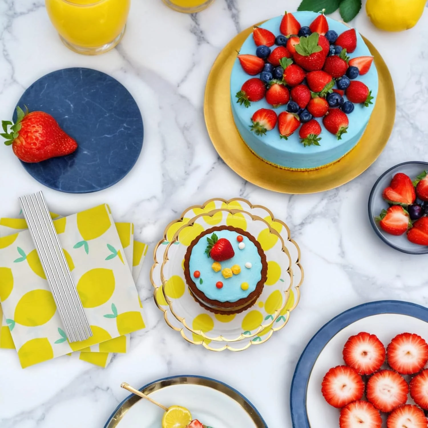 ست ظروف پذیرایی با طرح لیمو Sweet seven - لوازم کامل مهمانی برای 20 مهمان، ایده آل برای مهمانی ها، تولدها و جشن های نوزاد