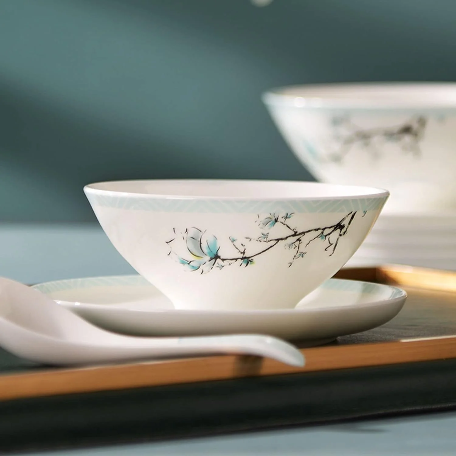 سرویس ظروف غذاخوری چینی استخوانی شیک مناسب برای 4/6/8 نفر، سرویس ظروف غذاخوری چینی، ست ظروف سرامیکی با بشقاب/پیش دستی/کاسه - ظروف رایگان، سفید - 48 تکه