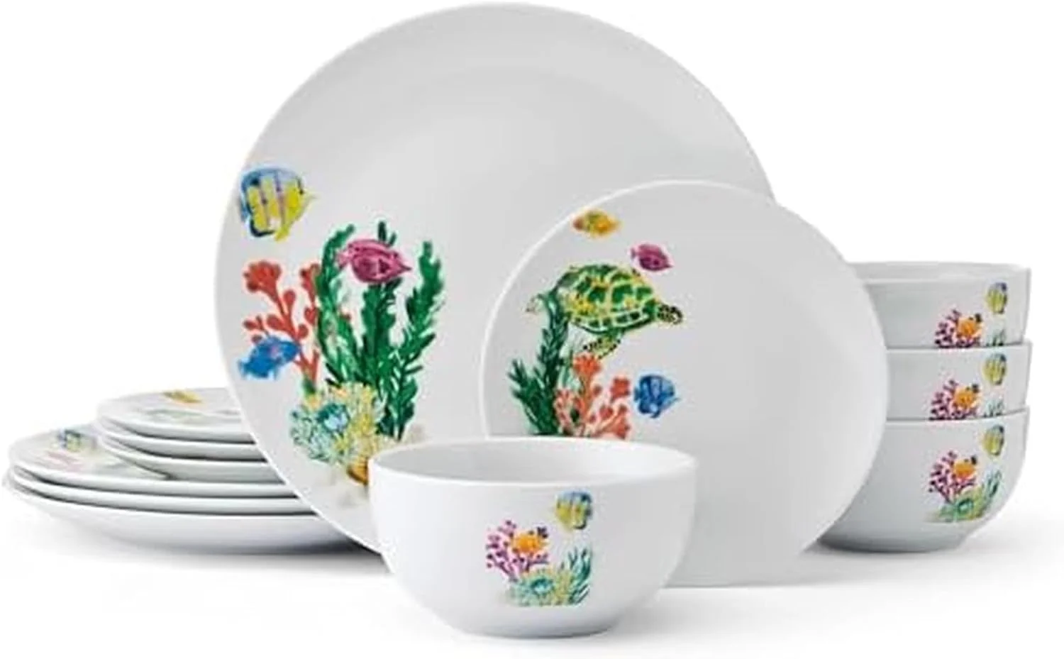 سرویس غذاخوری 12 پارچه استودیو نوا طرح زندگی زیر آب اقیانوس ساحلی، مناسب برای 4 نفر