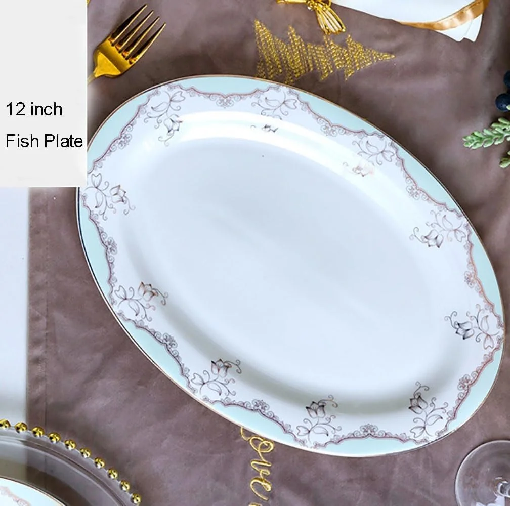 ست ظروف غذاخوری 56 تکه شامل کاسه، بشقاب، قاشق، سینی، ظروف چینی، کار دست ساز Jingdezhen، ظروف سرامیکی، ست کاسه چینی، هدیه