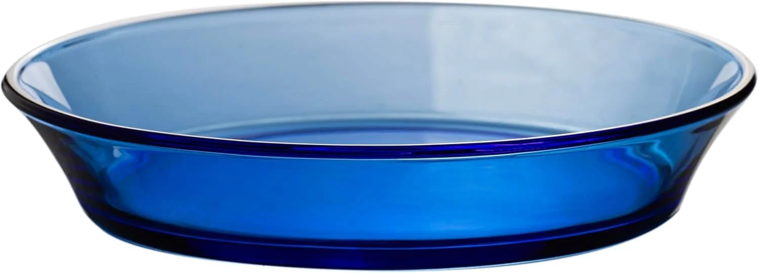 ست 4 تایی بشقاب غذاخوری شیشه ای STPGoods - بشقاب های غذاخوری شیشه ای شفاف آبی کبالت، ظروف غذاخوری شیشه ای دایره ای برای سالاد، نان، شام (7.8 اینچ، ست 4 تایی)