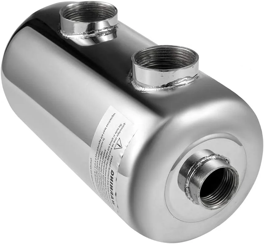 مبدل حرارتی استخر Meiney با ظرفیت 95KBTU، پوسته و لوله استیل ضد زنگ برای استخرها، اسپا، وان آب گرم، گرمایش هیدرولیک، بازیابی حرارت، ذوب برف، پورت های هم طرفی 1 اینچ + 1 1/2 اینچ FPT