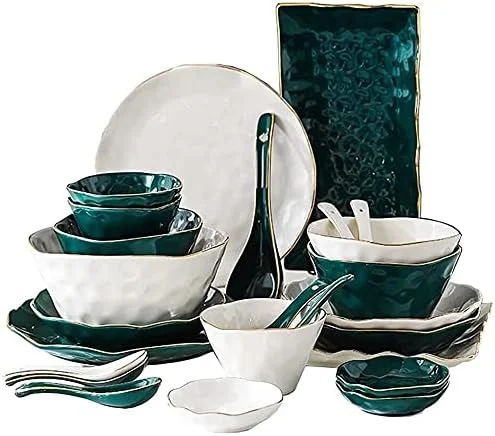 سرویس غذاخوری، سرویس ظروف غذاخوری رستورانی ویژه، ست بشقاب و کاسه به سبک مینیمالیستی نوردیک، ست ظروف سرامیکی ترکیبی سبز و سفید سرویس غذاخوری، سرویس ظروف غذاخوری رستورانی ویژه، ست بشقاب و کاسه به سبک مینیمالیستی نوردیک، ست ظروف سرامیکی ترکیبی سبز و سفید