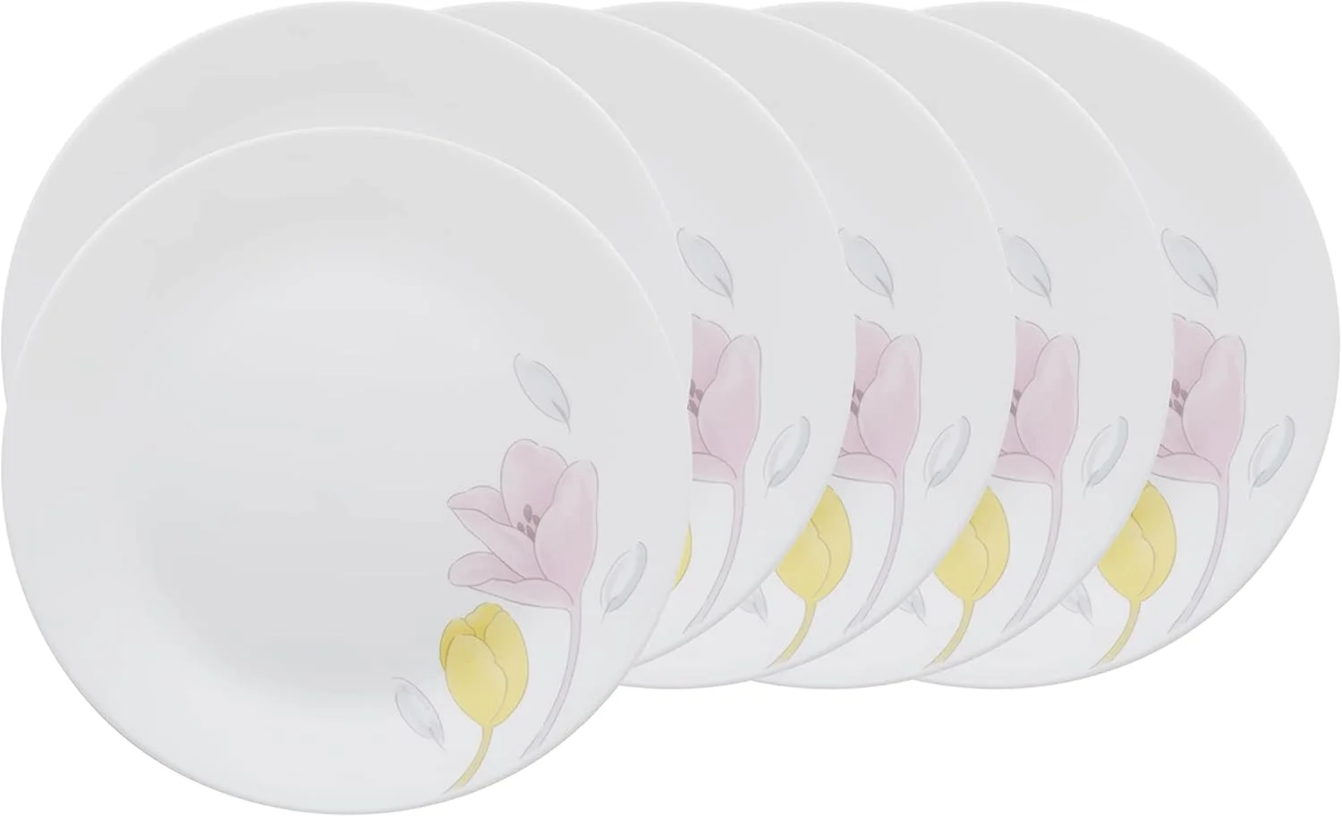 بشقاب شام خوری ۲۶ سانتی متری SKOODLE CORELLE Livingware Plus Elegance، سبک و بادوام، ساخته شده از شیشه Vitrelle، قابل استفاده در مایکروویو و ماشین ظرفشویی، ظروف زیبا برای غذاخوری و هدیه - ست 6 عددی