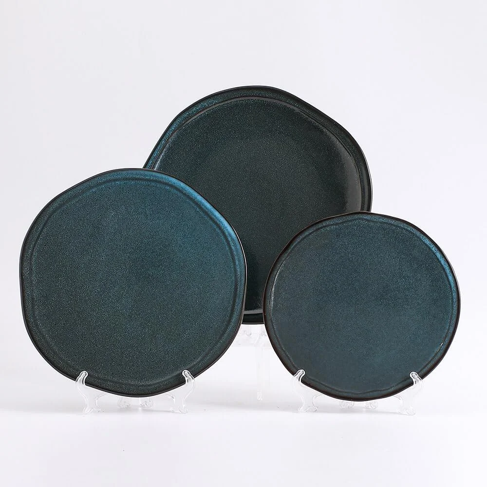 ست ظروف غذاخوری سرامیکی SHUER سه تکه، ست بشقاب غذاخوری روزانه و مهمانی، ست بشقاب لعاب دار مناسب مایکروویو (آبی) ست ظروف غذاخوری سرامیکی SHUER سه تکه، ست بشقاب غذاخوری روزانه و مهمانی، ست بشقاب لعاب دار مناسب مایکروویو (آبی)