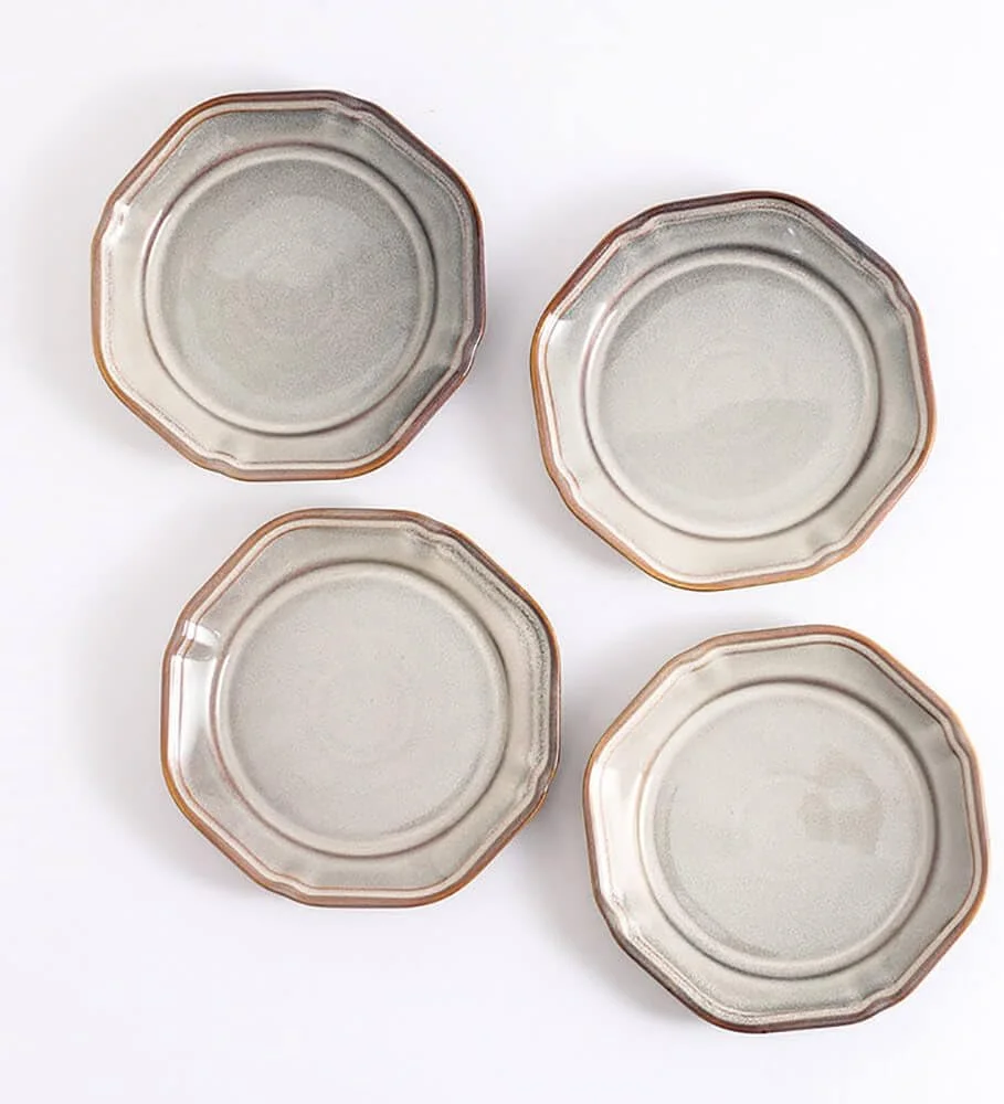 ست بشقاب شام سرامیکی SHUER، 4 تکه، ست بشقاب خوراک بره برای مهمانی، ست شام لعاب دار و ست ظروف غذاخوری 7.3 اینچی مناسب مایکروویو