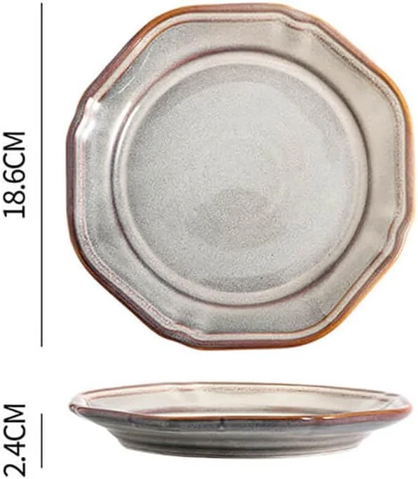 ست بشقاب شام سرامیکی SHUER، 4 تکه، ست بشقاب خوراک بره برای مهمانی، ست شام لعاب دار و ست ظروف غذاخوری 7.3 اینچی مناسب مایکروویو