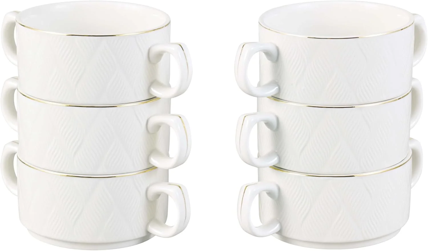 ست سوپ خوری 16 پارچه کم عمق Cuisine Art Amir با پایه طلایی مات - ظروف غذاخوری چینی ظریف برای سرو غذاهای مجلل، کاسه های سوپ