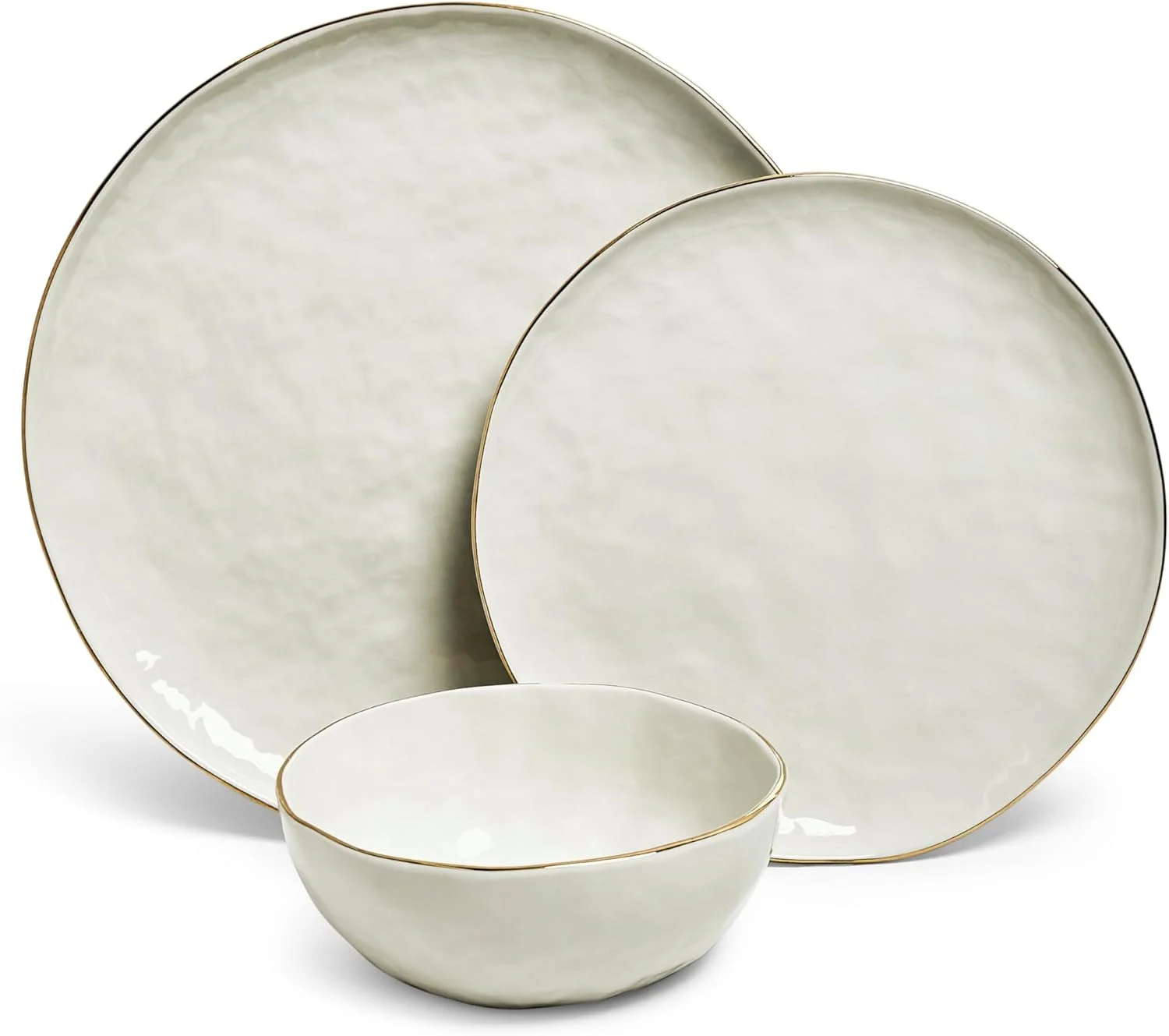 سرویس غذاخوری 12 پارچه سنگو گانزوورت، مناسب برای 4 نفر، سفید شیک با تزیینات طلایی، ایده آل برای استفاده روزمره و پذیرایی