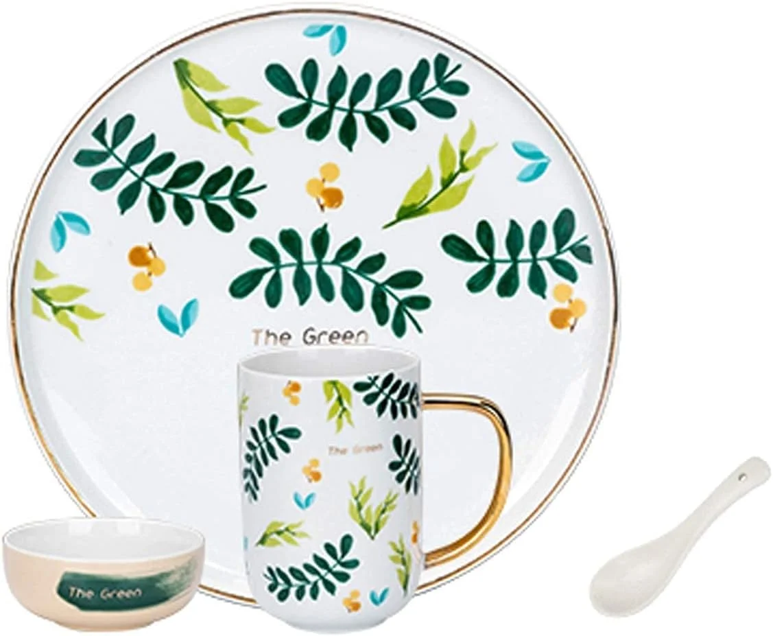 ست ظروف شام خوری قابل استفاده مجدد آشپزخانه خلاقانه 4 تکه شامل بشقاب سرامیکی، کاسه و لیوان برای 1 نفر