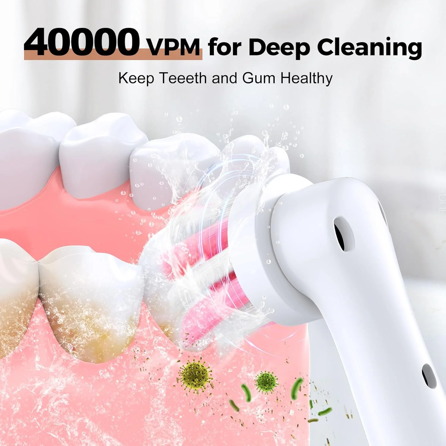 Pink Electric Toothbrush for Adults - Rotating Travel Toothbrush with 8 Brush Heads (2 Types), 5 Cleaning Modes, 2.5H Fast Charge, Type-C, IPX7 Waterproof Pink Electric Toothbrush for Adults - Rotating Travel Toothbrush with 8 Brush Heads (2 Types), 5 Cleaning Modes, 2.5H Fast Charge, Type-C, IPX7 Waterproof