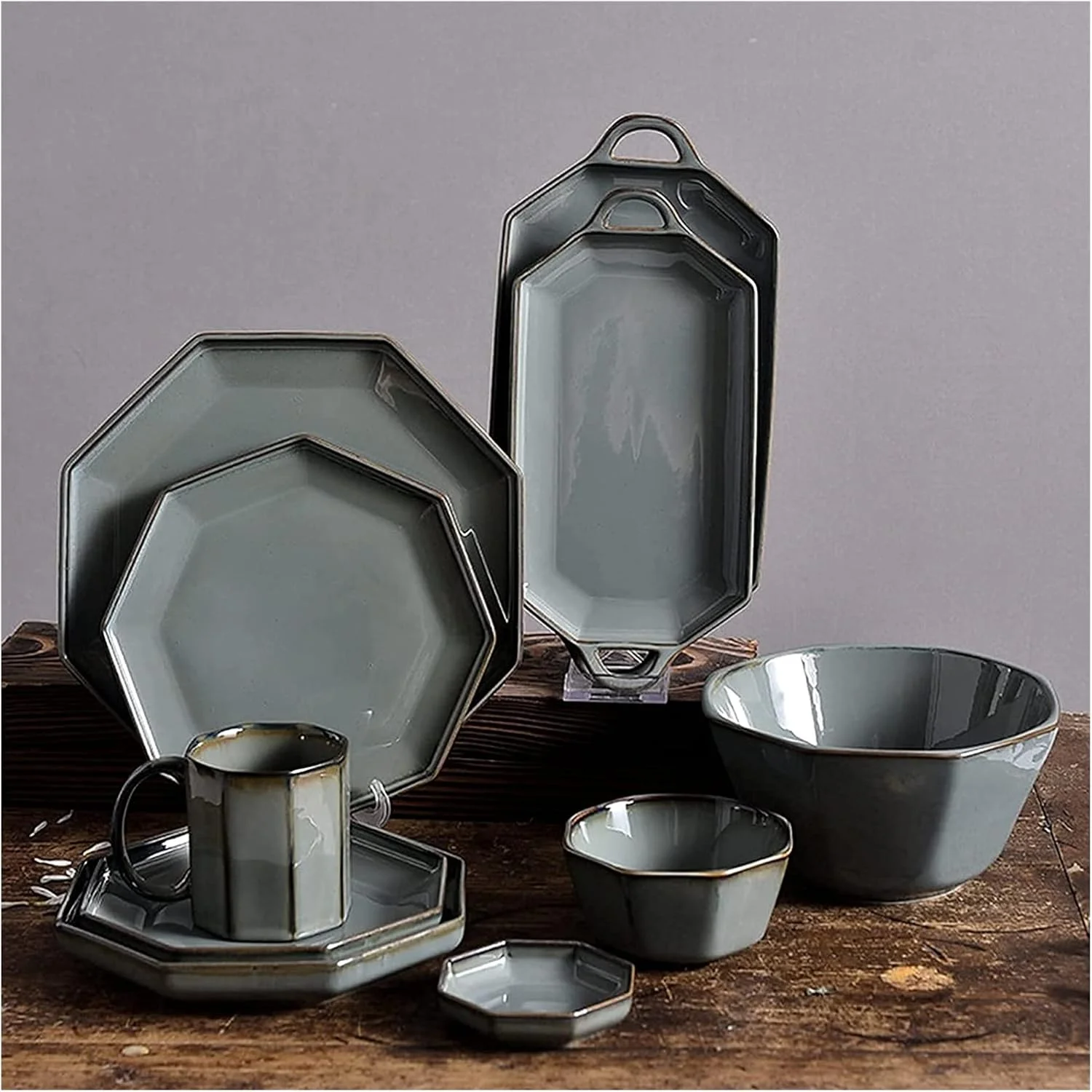 سرویس غذاخوری لوکس برای رستوران و منزل، سرویس ظروف چینی 28 پارچه، سرویس میز غذاخوری مدرن رترو، شامل بشقاب و کاسه سوپ سرویس غذاخوری لوکس برای رستوران و منزل، سرویس ظروف چینی 28 پارچه، سرویس میز غذاخوری مدرن رترو، شامل بشقاب و کاسه سوپ