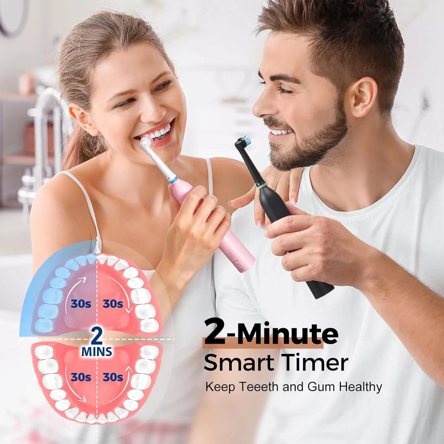 Pink Electric Toothbrush for Adults - Rotating Travel Toothbrush with 8 Brush Heads (2 Types), 5 Cleaning Modes, 2.5H Fast Charge, Type-C, IPX7 Waterproof Pink Electric Toothbrush for Adults - Rotating Travel Toothbrush with 8 Brush Heads (2 Types), 5 Cleaning Modes, 2.5H Fast Charge, Type-C, IPX7 Waterproof