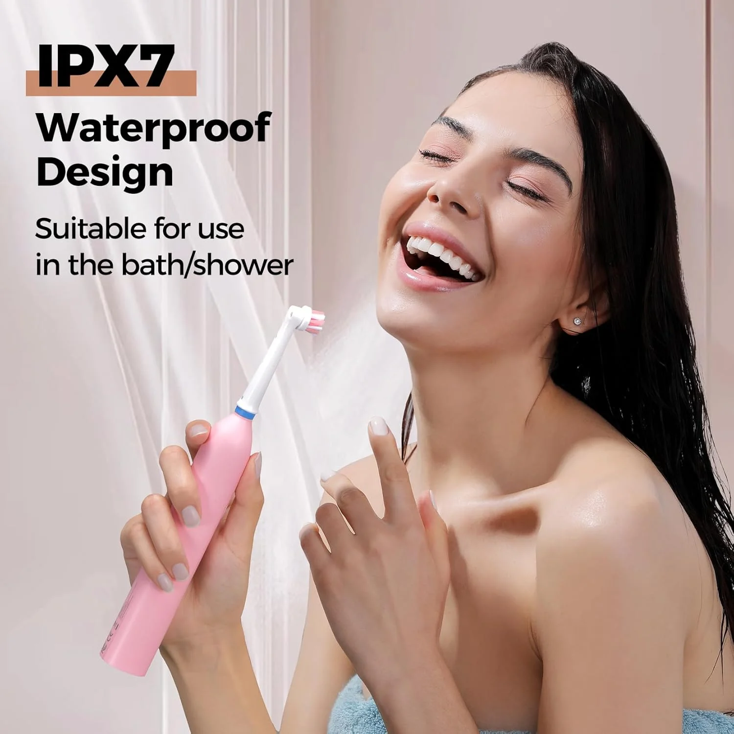 Pink Electric Toothbrush for Adults - Rotating Travel Toothbrush with 8 Brush Heads (2 Types), 5 Cleaning Modes, 2.5H Fast Charge, Type-C, IPX7 Waterproof Pink Electric Toothbrush for Adults - Rotating Travel Toothbrush with 8 Brush Heads (2 Types), 5 Cleaning Modes, 2.5H Fast Charge, Type-C, IPX7 Waterproof