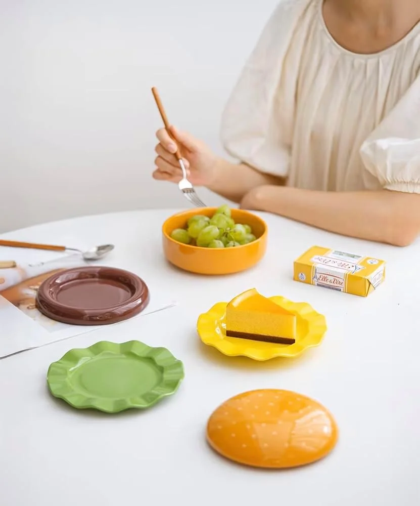 سرویس غذاخوری سرامیکی PUMPKINS HOME – ست 5 تکه بشقاب با طرح فانتزی برگر، شامل بشقاب غذاخوری، بشقاب دسر و کاسه درب دار مناسب برای غذا، دسر و غلات سرویس غذاخوری سرامیکی PUMPKINS HOME – ست 5 تکه بشقاب با طرح فانتزی برگر، شامل بشقاب غذاخوری، بشقاب دسر و کاسه درب دار مناسب برای غذا، دسر و غلات