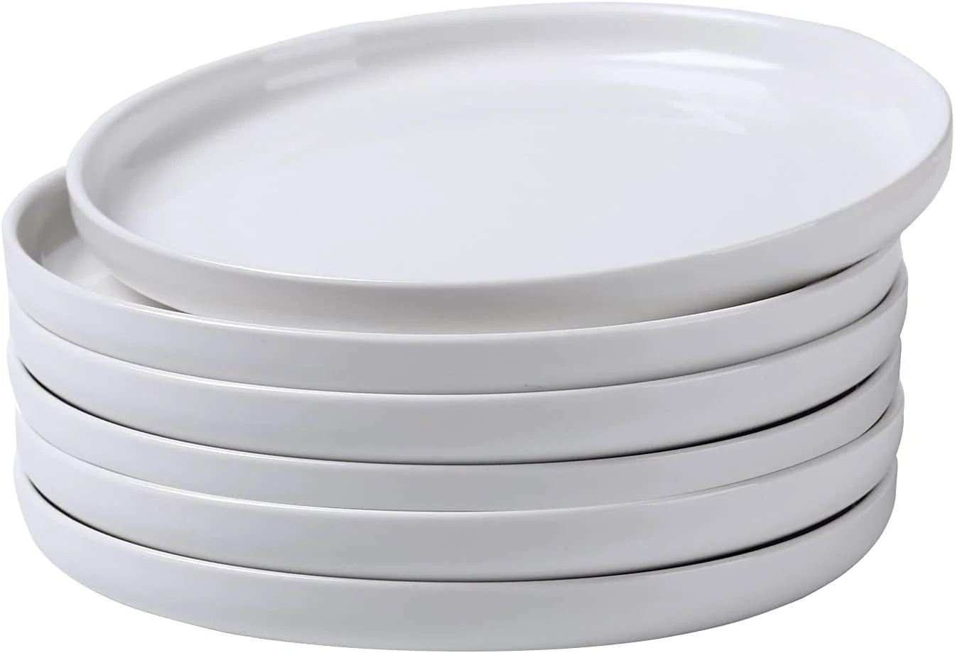 ست 6 تایی بشقاب غذاخوری سرامیکی سفید QFULL، ست ظروف غذاخوری 8 اینچی برای 6 نفر، بشقاب گرد برای پیتزا، سالاد، پاستا، پیش غذا، استیک، ظروف سرو چینی، بشقاب سالاد، مقاوم در برابر خراش ست 6 تایی بشقاب غذاخوری سرامیکی سفید QFULL، ست ظروف غذاخوری 8 اینچی برای 6 نفر، بشقاب گرد برای پیتزا، سالاد، پاستا، پیش غذا، استیک، ظروف سرو چینی، بشقاب سالاد، مقاوم در برابر خراش
