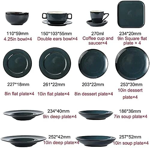 سرویس ظروف غذاخوری چینی، ست بشقاب و کاسه، ست ظروف غذاخوری سرامیکی 48 تکه، ست ظروف غذاخوری چینی، سرویس کامل میز، سازگار با مایکروویو و ماشین ظرفشویی