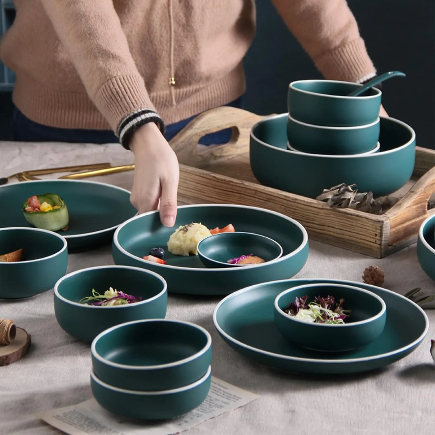 سرویس ظروف غذاخوری چینی 20 پارچه، سرویس غذاخوری برای 6 نفر، ست ترکیبی ظروف غذاخوری سرویس ظروف غذاخوری چینی 20 پارچه، سرویس غذاخوری برای 6 نفر، ست ترکیبی ظروف غذاخوری