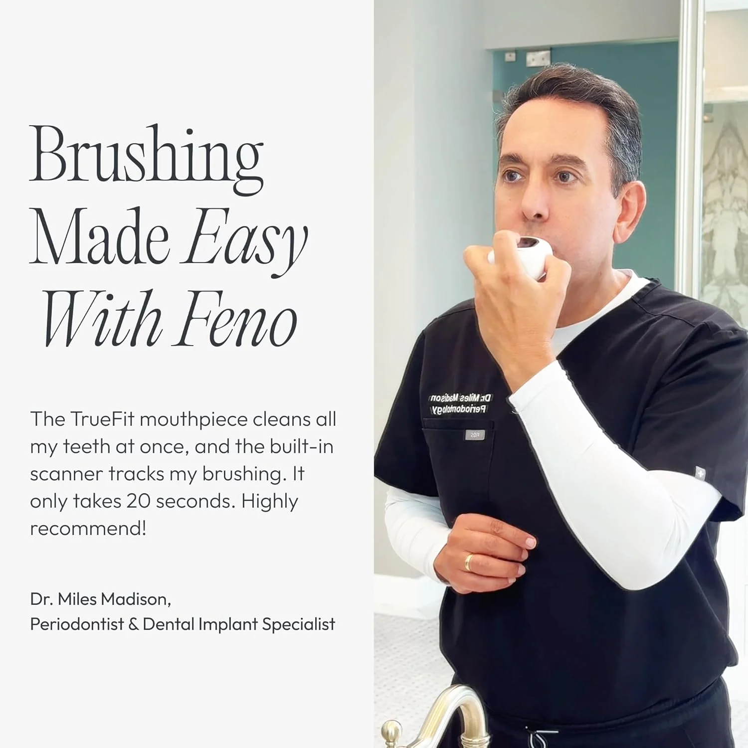 مسواک برقی هوشمند Feno Smartbrush برای بزرگسالان - مسواک نوسانی مجهز به هوش مصنوعی با اپلیکیشن و دهانی شخصی سازی شده، تمیز کردن عمیق 20 ثانیه ای، قابل شارژ، شامل 1 بطری خمیر دندان فوم Feno مسواک برقی هوشمند Feno Smartbrush برای بزرگسالان - مسواک نوسانی مجهز به هوش مصنوعی با اپلیکیشن و دهانی شخصی سازی شده، تمیز کردن عمیق 20 ثانیه ای، قابل شارژ، شامل 1 بطری خمیر دندان فوم Feno