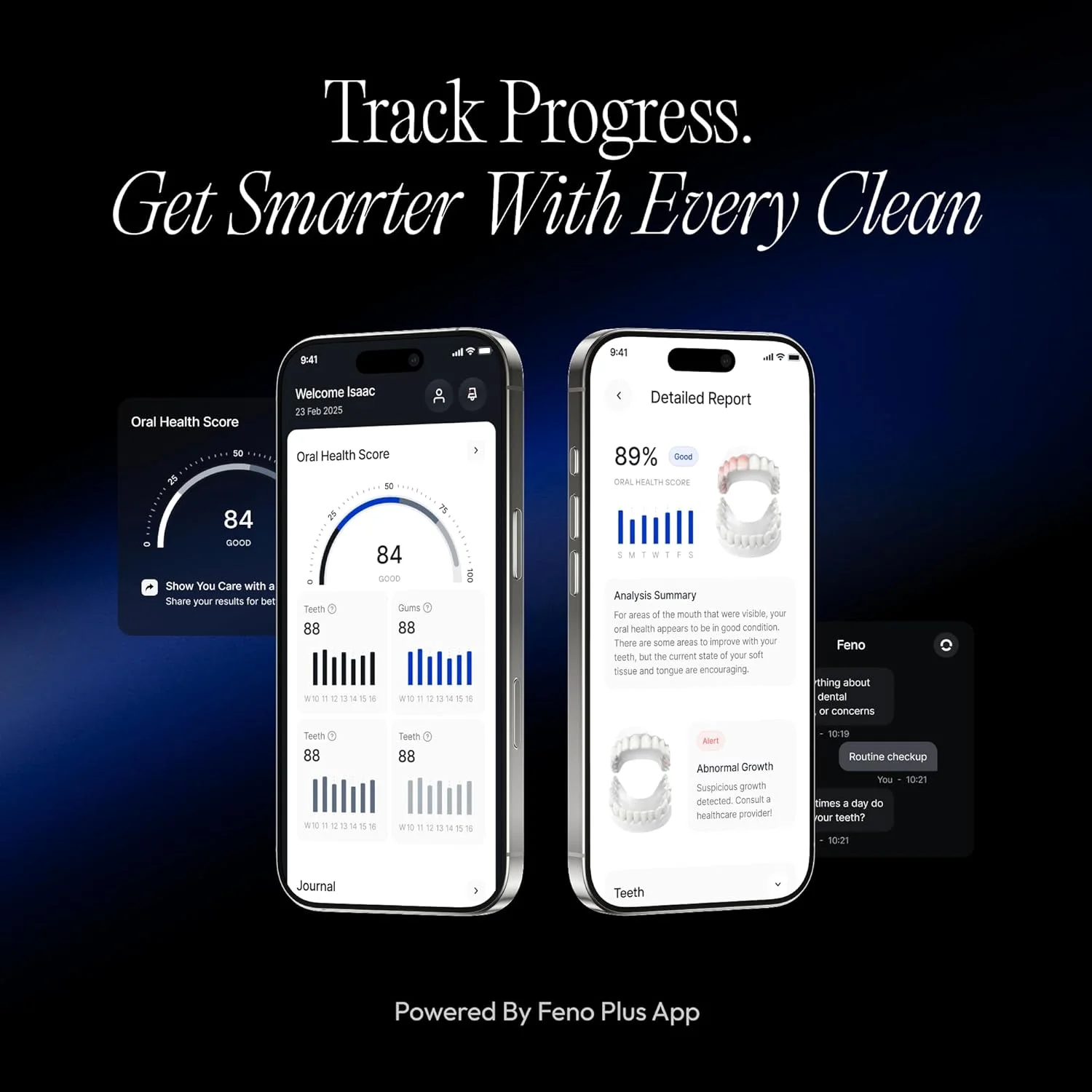 مسواک برقی هوشمند Feno Smartbrush برای بزرگسالان - مسواک نوسانی مجهز به هوش مصنوعی با اپلیکیشن و دهانی شخصی سازی شده، تمیز کردن عمیق 20 ثانیه ای، قابل شارژ، شامل 1 بطری خمیر دندان فوم Feno مسواک برقی هوشمند Feno Smartbrush برای بزرگسالان - مسواک نوسانی مجهز به هوش مصنوعی با اپلیکیشن و دهانی شخصی سازی شده، تمیز کردن عمیق 20 ثانیه ای، قابل شارژ، شامل 1 بطری خمیر دندان فوم Feno