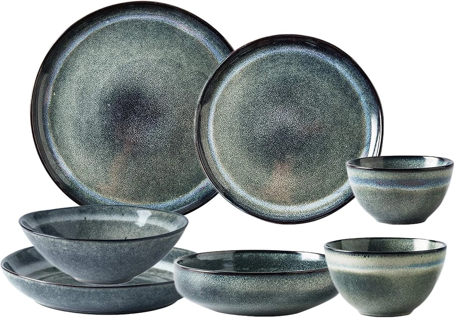 سرویس غذاخوری، سرویس ظروف چینی، ست ترکیبی 30 تکه ظروف سرامیکی با لعاب کوره ای رترو | کاسه های غلات و ست بشقاب استیک برای رستوران سرویس غذاخوری، سرویس ظروف چینی، ست ترکیبی 30 تکه ظروف سرامیکی با لعاب کوره ای رترو | کاسه های غلات و ست بشقاب استیک برای رستوران