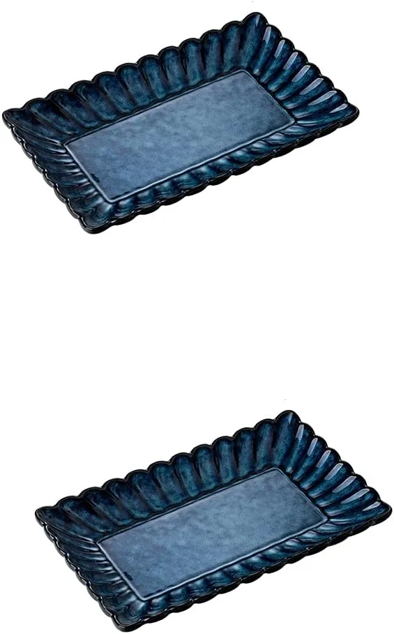 ست بشقاب - بشقاب سالاد، ظروف شام ماهی، بشقاب های مستطیلی خانگی، بشقاب شام، بشقاب به سبک ژاپنی، بشقاب سوشی سرامیکی، 2 عدد