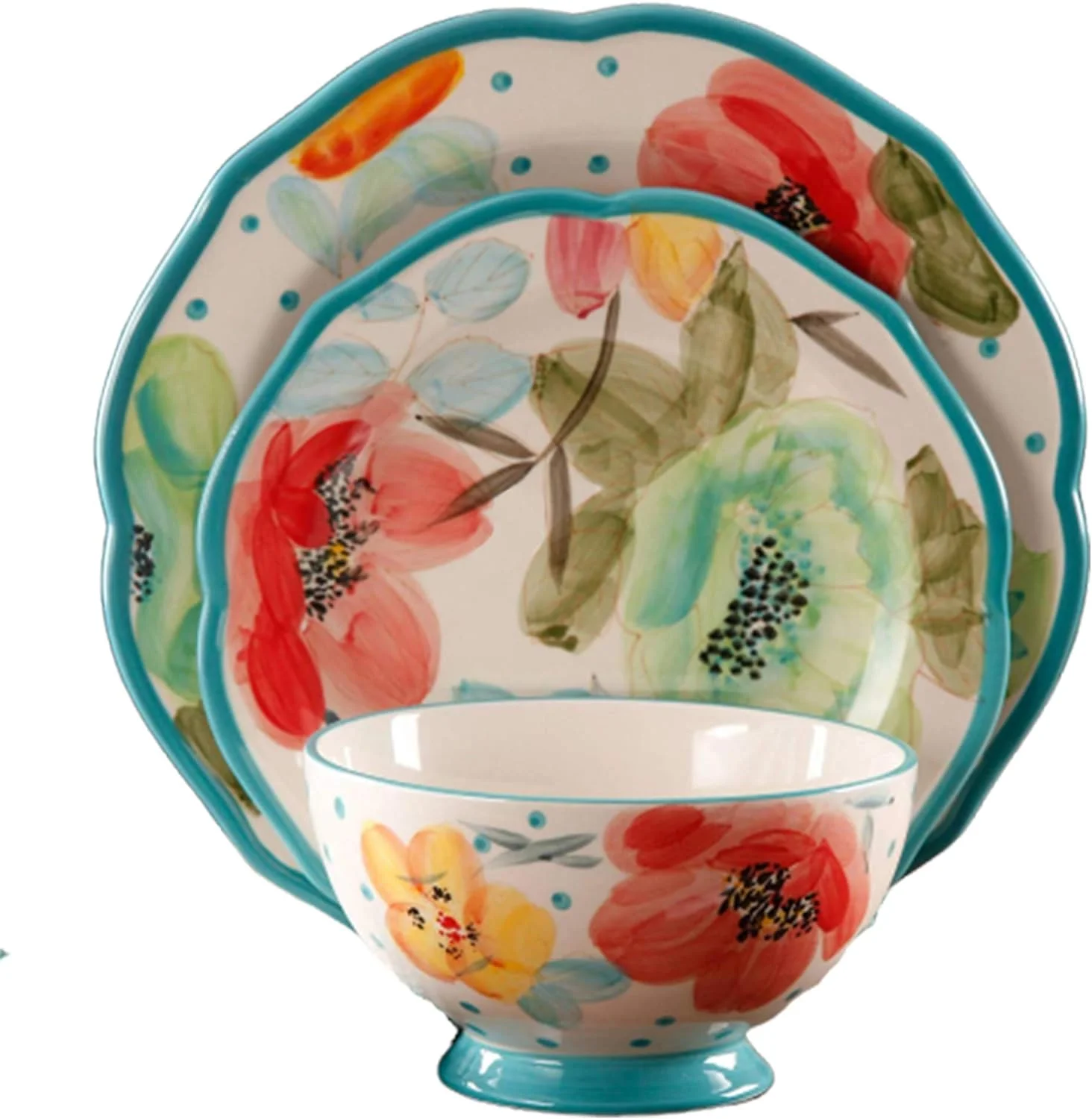 سرویس غذاخوری 12 پارچه طرح گل وینتیج پایونیر وومن