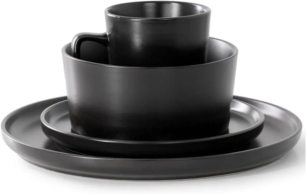 سرویس غذاخوری 16 پارچه سنگی - مناسب برای 4 نفر - مشکی مات سرویس غذاخوری 16 پارچه سنگی - مناسب برای 4 نفر - مشکی مات