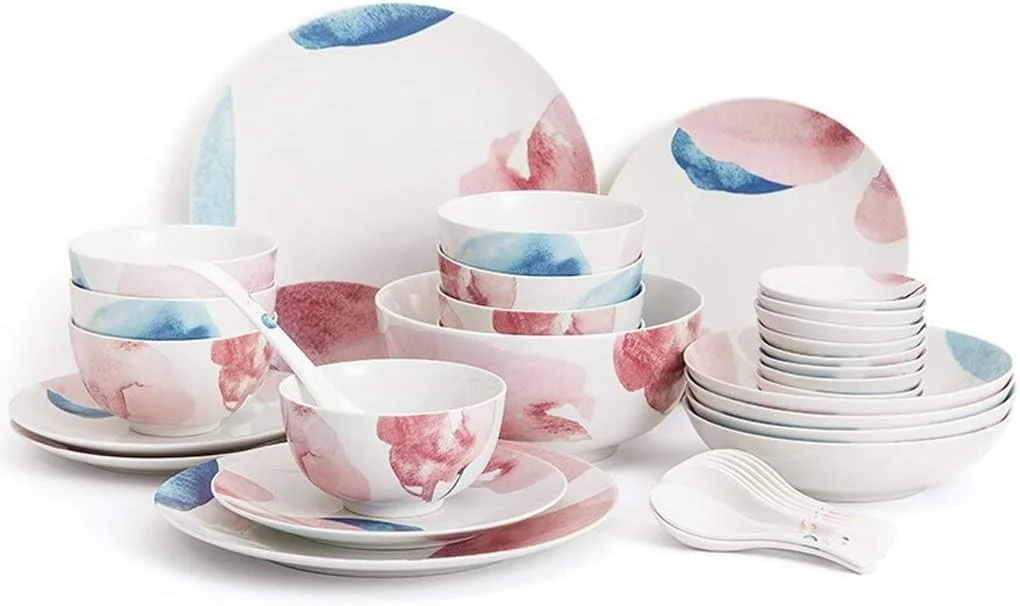 سرویس غذاخوری رومیزی به سبک قصر، ست ظروف چینی، ست بشقاب غذاخوری، ست ظروف غذاخوری 36 تکه چینی استخوانی