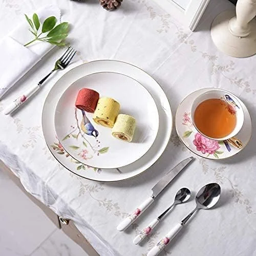 سرویس ظروف غذاخوری چینی استخوانی Pastoral با چنگال، چاقو، بشقاب، ظروف غذاخوری، ظروف غذاخوری سلطنتی پیشرفته بریتانیایی برای 1 نفر