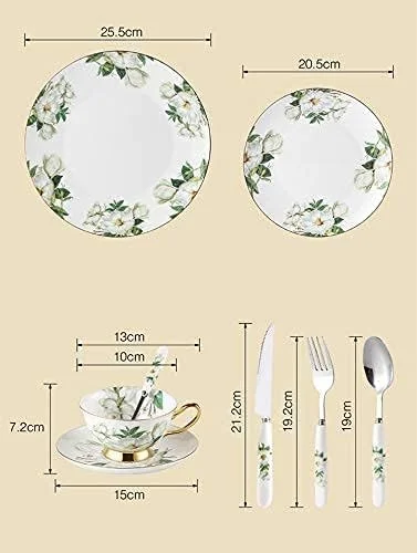 سرویس ظروف غذاخوری چینی استخوانی Pastoral با چنگال، چاقو، بشقاب، ظروف غذاخوری، ظروف غذاخوری سلطنتی پیشرفته بریتانیایی برای 1 نفر