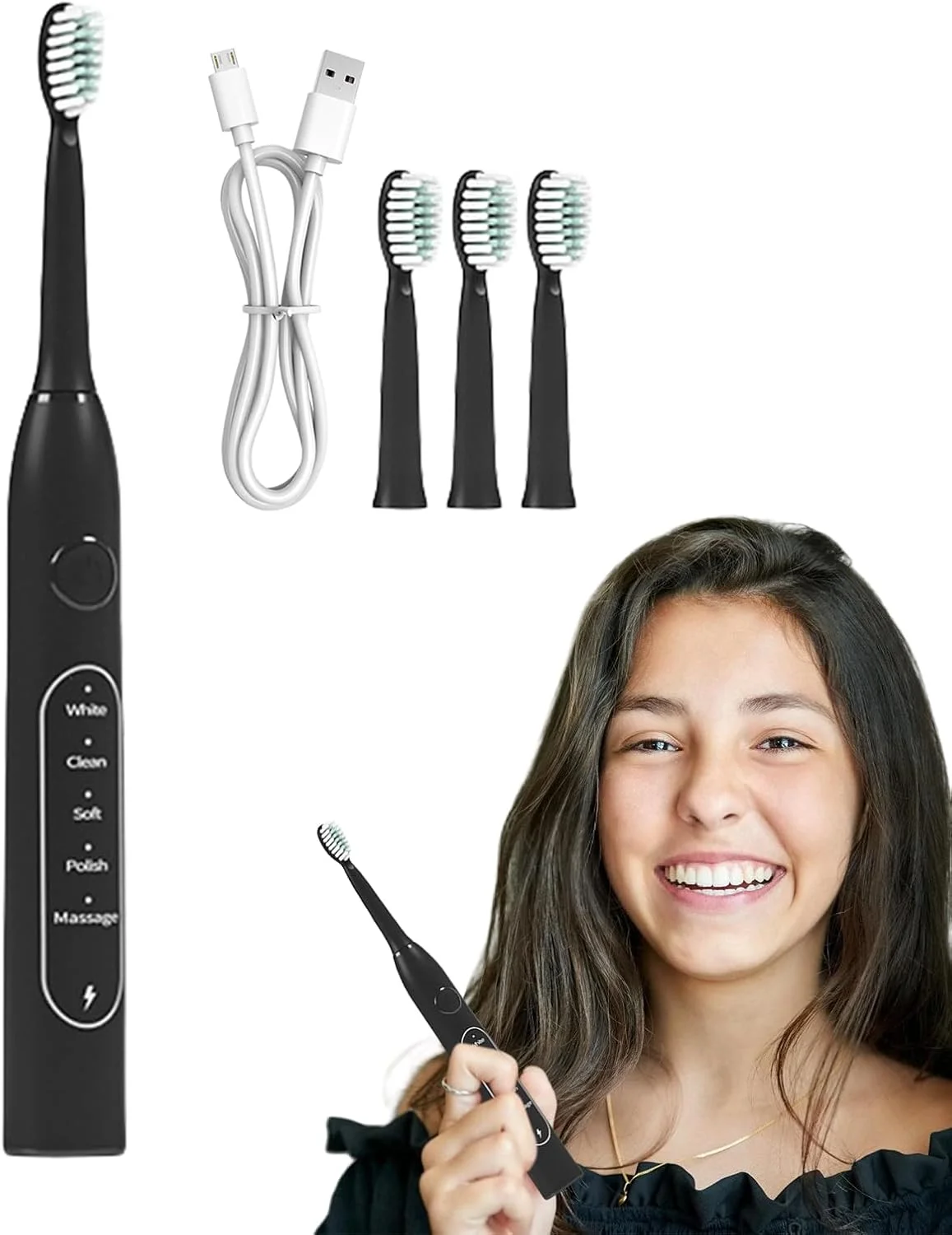 مسواک برقی - مسواک ضد آب برقی قابل شارژ | ابزار تمیز کننده دهان با فرکانس بالا، مسواک حرفه ای قابل حمل برای مسافرت، کمپینگ و حمام