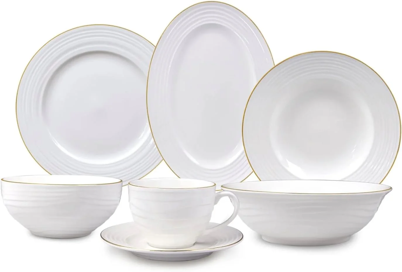 سرویس غذاخوری ۳۲ پارچه ارکیده، شامل ۶ بشقاب غذاخوری (۱۰.۵ اینچ)، ۶ بشقاب سوپ‌خوری (۸.۷۵ اینچ)، ۶ فنجان ۲۲۰ میلی‌لیتری با نعلبکی، ۶ کاسه (۵.۵ اینچ)، کاسه سالاد (۹ اینچ)، بشقاب بیضی (۱۲ اینچ)، سرویس غذاخوری سرامیکی برای ۶ نفر