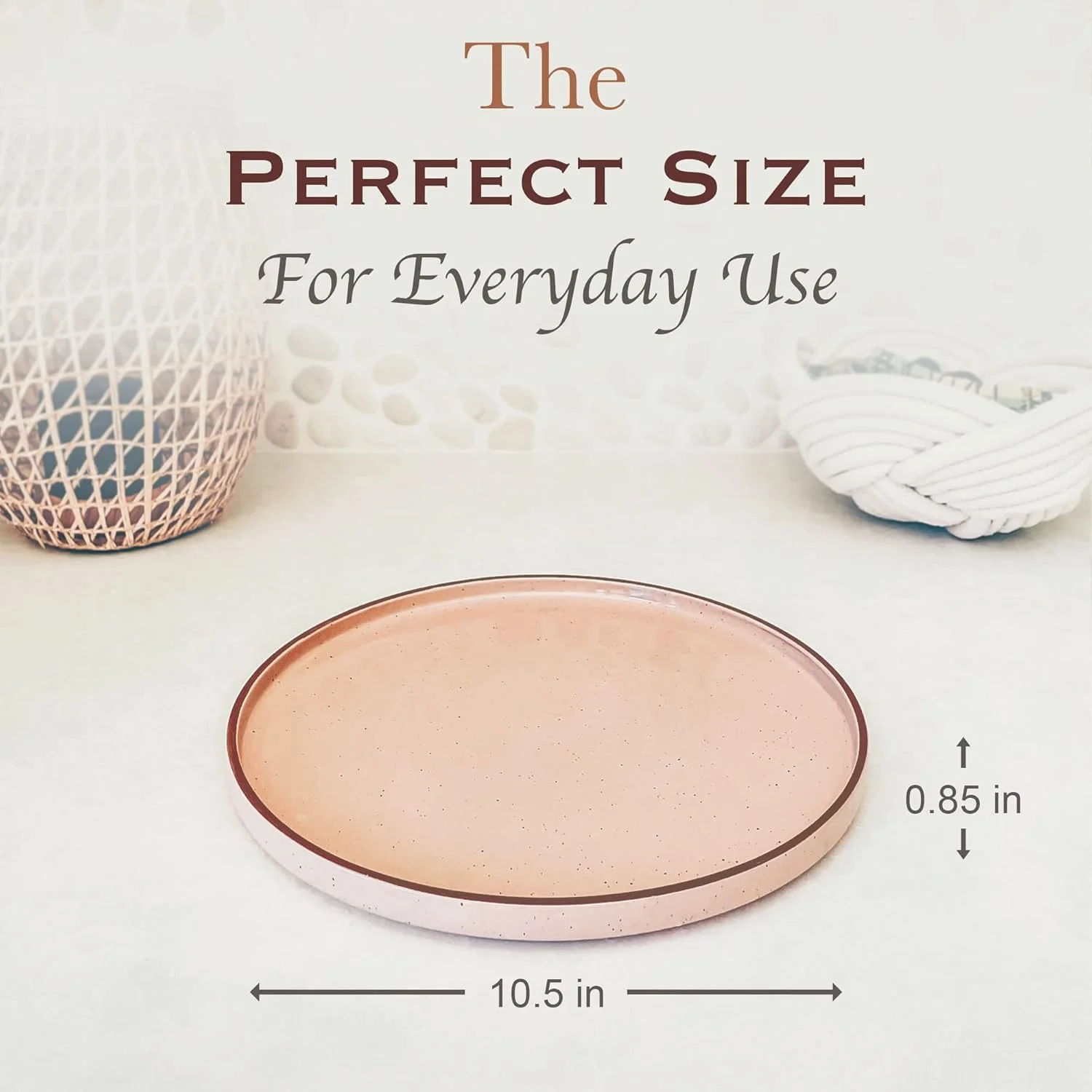 ست 6 تایی بشقاب تخت سرامیکی مورا، ست ظروف لبه بلند 10.5 اینچی - قابل استفاده در مایکروویو، فر و ماشین ظرفشویی، مقاوم در برابر خراش، ظروف غذاخوری مدرن - ظروف سرو چینی آشپزخانه - رنگ های خنثی متنوع