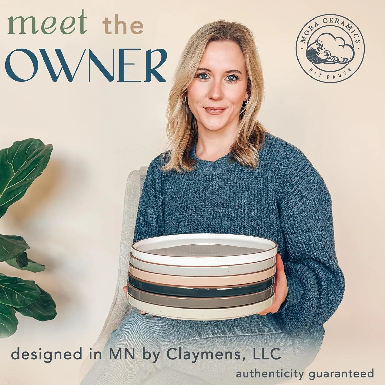 ست 6 تایی بشقاب تخت سرامیکی مورا، ست ظروف لبه بلند 10.5 اینچی - قابل استفاده در مایکروویو، فر و ماشین ظرفشویی، مقاوم در برابر خراش، ظروف غذاخوری مدرن - ظروف سرو چینی آشپزخانه - رنگ های خنثی متنوع