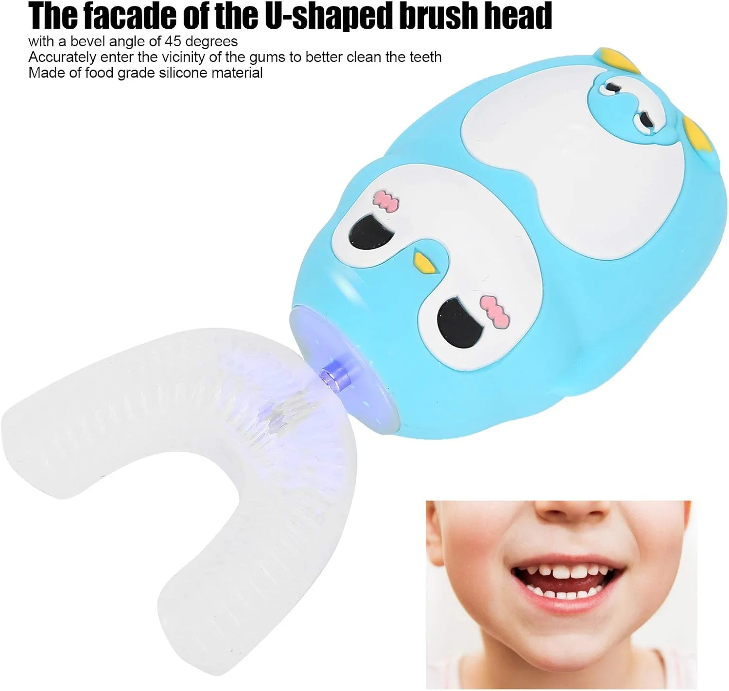 مسواک برقی کودکانه U شکل، مسواک خودکار با برس های U شکل، ابزار مراقبت از دهان و دندان کودکانه کارتونی قابل شارژ با 3 حالت (آبی) مسواک برقی کودکانه U شکل، مسواک خودکار با برس های U شکل، ابزار مراقبت از دهان و دندان کودکانه کارتونی قابل شارژ با 3 حالت (آبی)