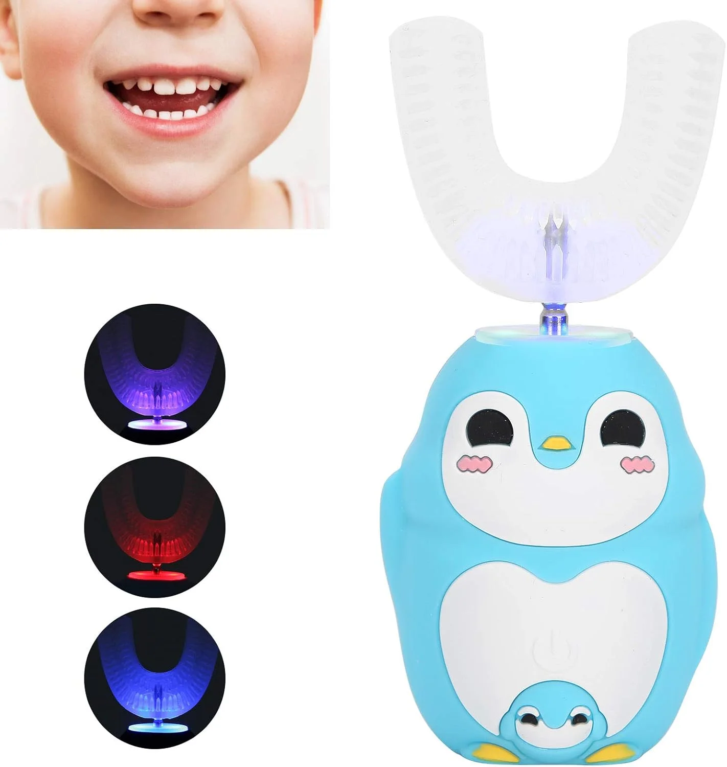 مسواک برقی کودکانه U شکل، مسواک خودکار با برس های U شکل، ابزار مراقبت از دهان و دندان کودکانه کارتونی قابل شارژ با 3 حالت (آبی) مسواک برقی کودکانه U شکل، مسواک خودکار با برس های U شکل، ابزار مراقبت از دهان و دندان کودکانه کارتونی قابل شارژ با 3 حالت (آبی)