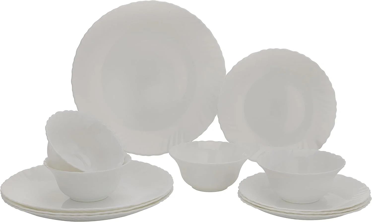 سرویس غذاخوری 12 پارچه رویال فورد مدل Opal Wear، طراحی زیبا و شیک، قابل شستشو در ماشین ظرفشویی/قابل استفاده در فریزر، ایده آل برای وعده های غذایی خانوادگی و دورهمی های غیر رسمی، سفید، RF10287