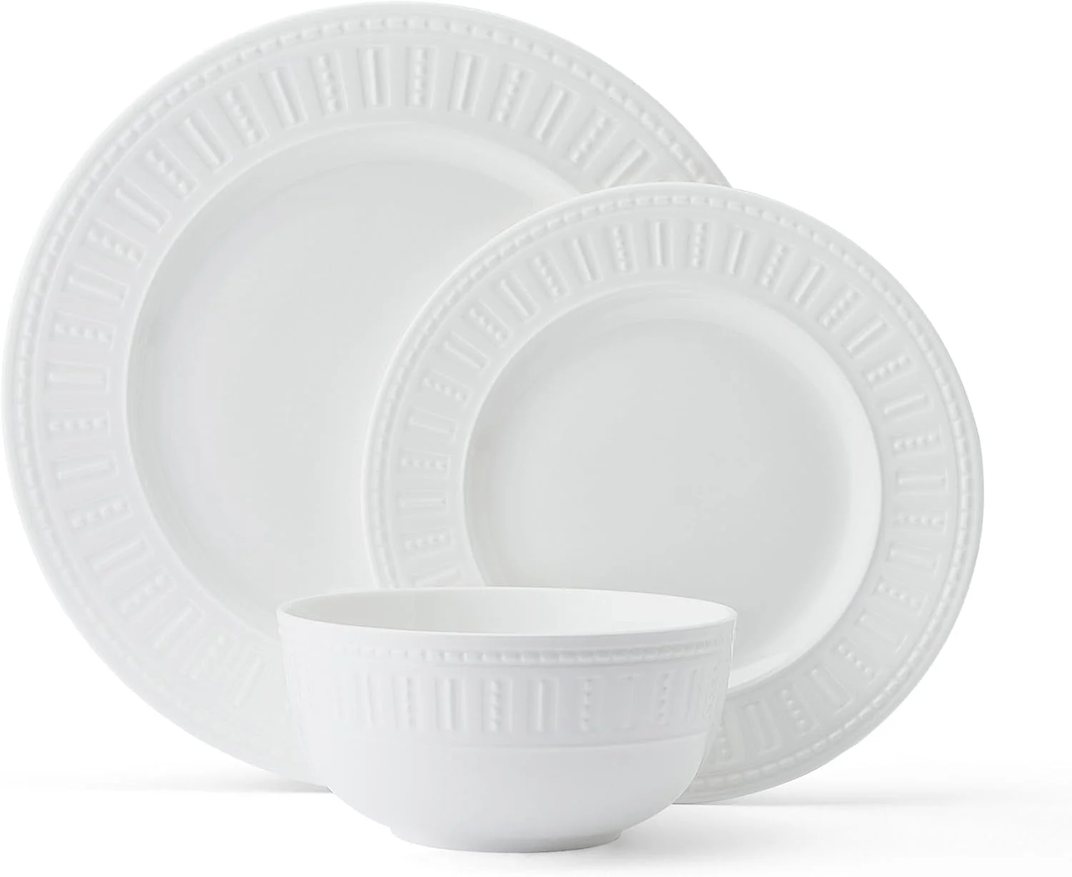 سرویس غذاخوری 12 پارچه چینی استخوانی سبک وزن و مقاوم در برابر لب پر شدن Mikasa Miles، مناسب برای 4 نفر، سفید سرویس غذاخوری 12 پارچه چینی استخوانی سبک وزن و مقاوم در برابر لب پر شدن Mikasa Miles، مناسب برای 4 نفر، سفید