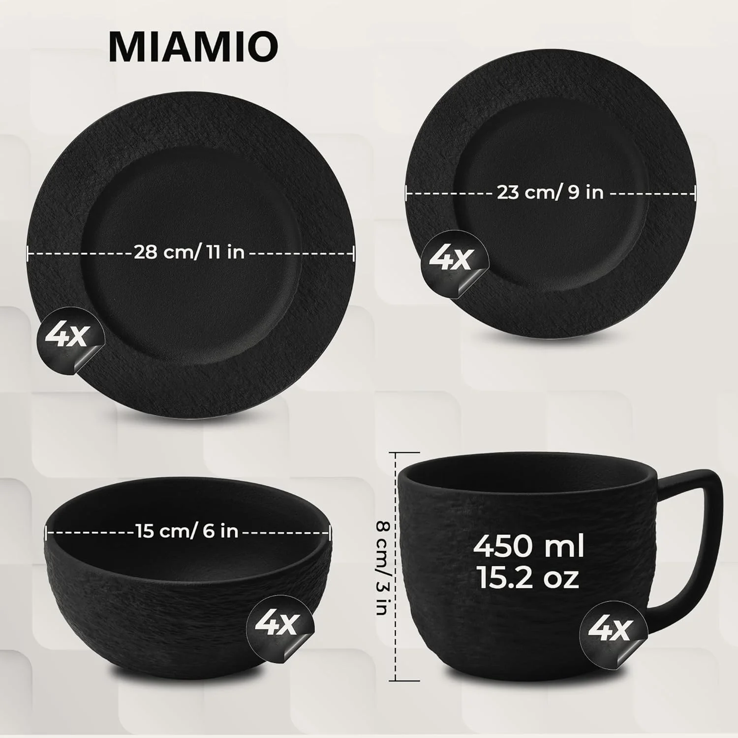 MIAMIO - ست ظروف غذاخوری 16 تکه / ظروف سرامیکی مدرن / ظروف غذاخوری / ست برای 4 نفر - مجموعه Oasis MIAMIO - ست ظروف غذاخوری 16 تکه / ظروف سرامیکی مدرن / ظروف غذاخوری / ست برای 4 نفر - مجموعه Oasis