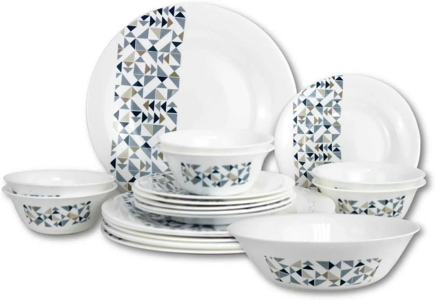 سرویس غذاخوری 20 پارچه مِلریچ از جنس اوپال، شامل بشقاب غذاخوری، بشقاب دسرخوری، کاسه، بدون BPA، شیک و بادوام، قابل شستشو در ماشین ظرفشویی و استفاده در مایکروویو