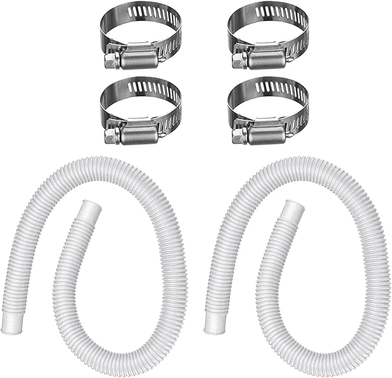 شلنگ جاروبرقی استخر با بست فلزی، شلنگ تمیز کننده استخر شنا انعطاف پذیر (2 عدد، سفید 1 متری)