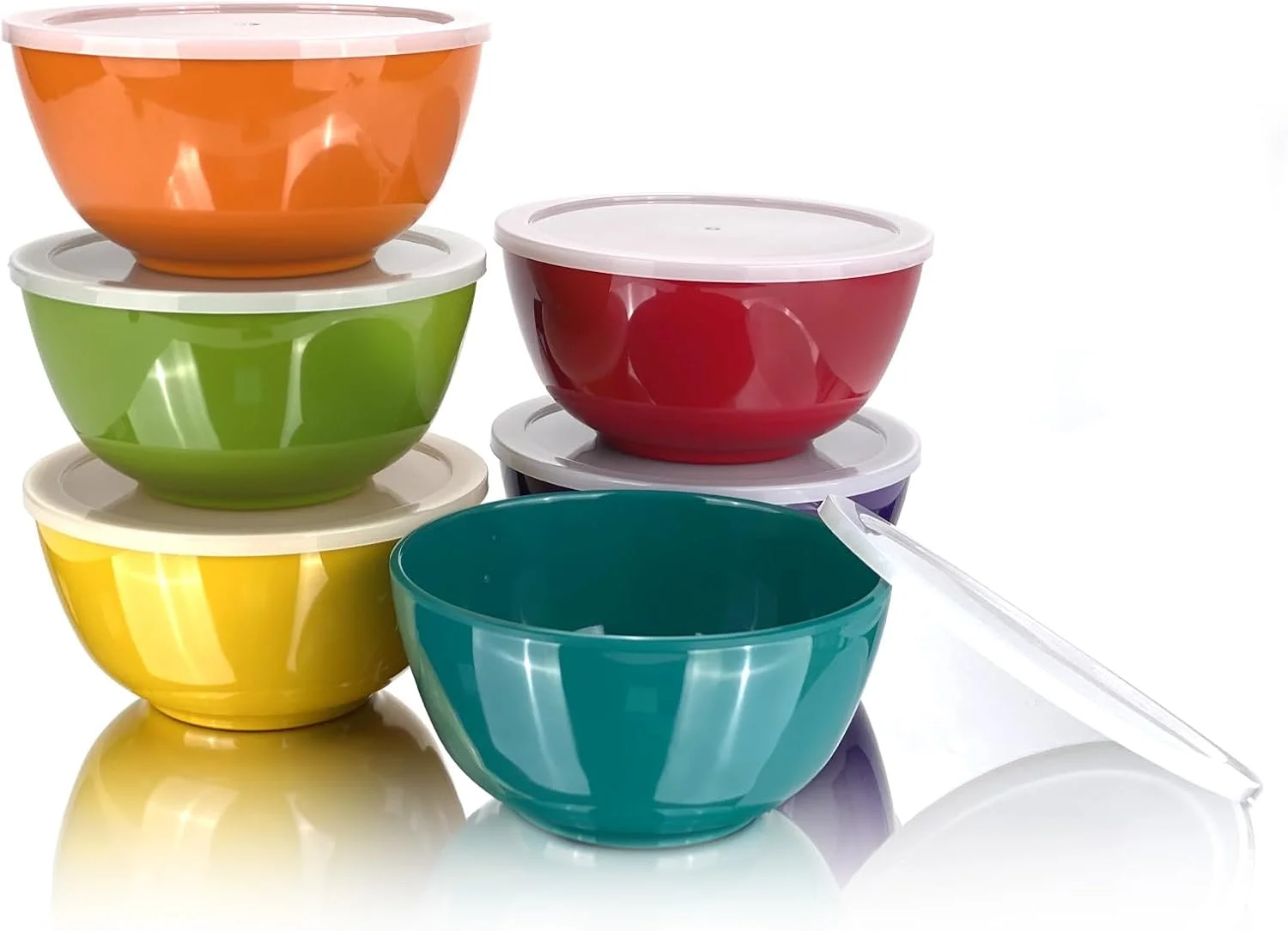 ست 6 تایی کاسه سالاد خوری ملامینه 28 اونسی، کاسه سوپ خوری گرد 6 اینچی، ست ظروف غذاخوری 100% ملامینه برای شام یا پیک نیک، مقاوم در برابر شکستن و بدون BPA، چند رنگ