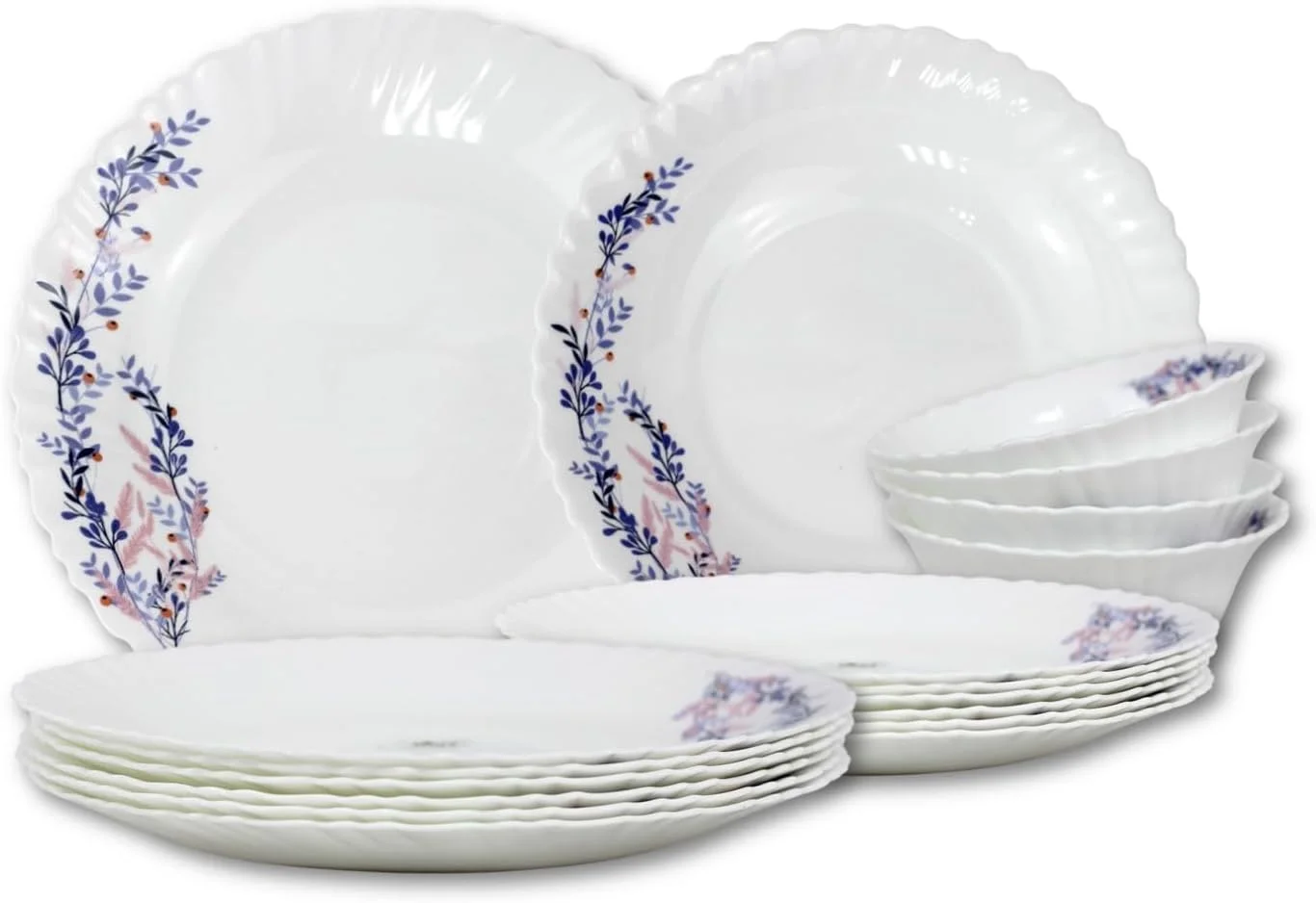 سرویس غذاخوری 12 پارچه اوپال ملریچ، شامل بشقاب غذاخوری، بشقاب دسر، کاسه، قابل شستشو در ماشین ظرفشویی و استفاده در مایکروویو، فاقد BPA، بادوام و شیک برای استفاده روزمره