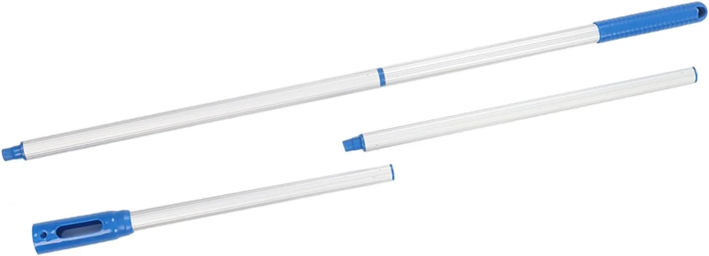 دسته استخر، دسته تلسکوپی آلومینیومی 4 قسمتی استخر، دسته تلسکوپی 1.6 متری استخر شنا، دسته برس استخر با میله ضخیم شده برای اسکیمر و سری های جاروبرقی