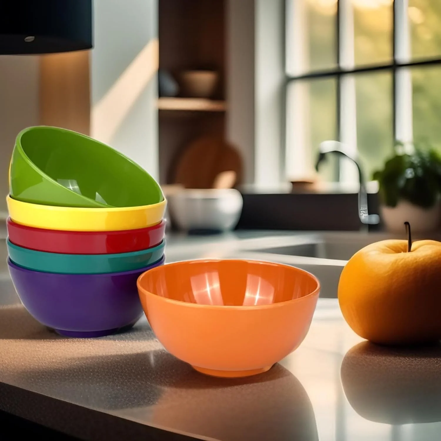 ست 6 کاسه سالاد خوری ملامینه 28 اونسی، کاسه سوپ خوری گرد 6 اینچی، ست ظروف غذاخوری 100% ملامینه برای شام یا پیک نیک، مقاوم در برابر شکستن و بدون BPA، چند رنگ (بدون درب) ست 6 کاسه سالاد خوری ملامینه 28 اونسی، کاسه سوپ خوری گرد 6 اینچی، ست ظروف غذاخوری 100% ملامینه برای شام یا پیک نیک، مقاوم در برابر شکستن و بدون BPA، چند رنگ (بدون درب)